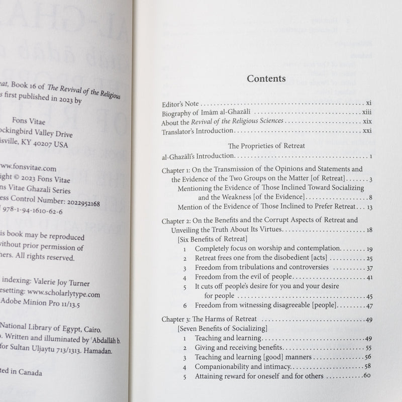 The Proprieties of Retreat, Book 16 of Ihya ulum al-din