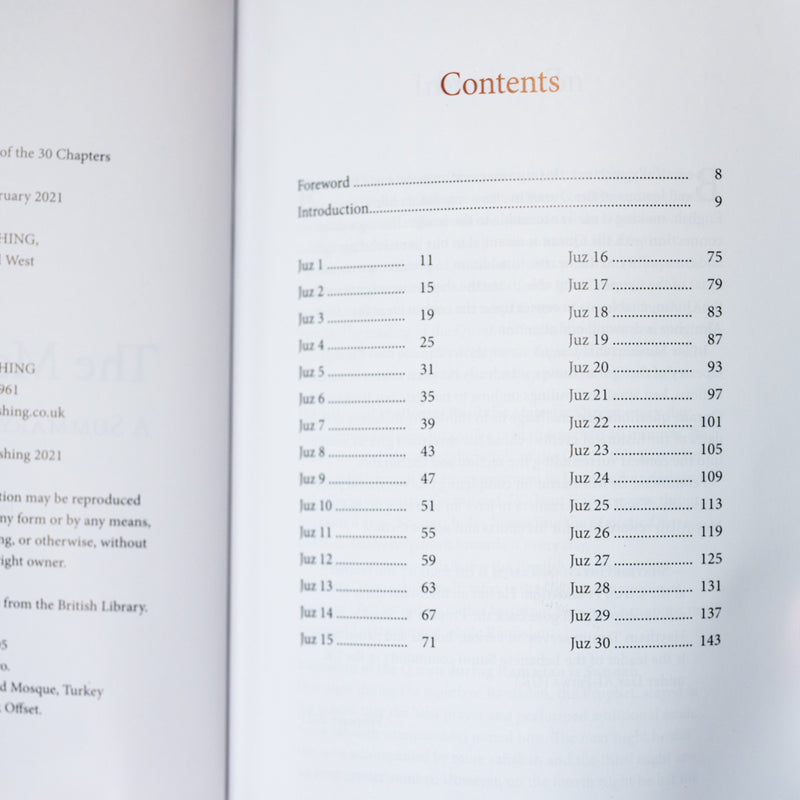 The Majestic Quran: Summary of the 30 Chapters (Juz)