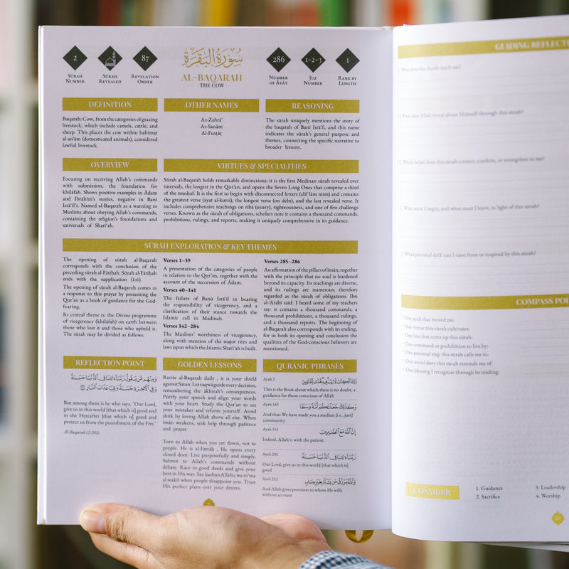 Quran Compass: Surah by Surah Study Guide & Reflection Journal