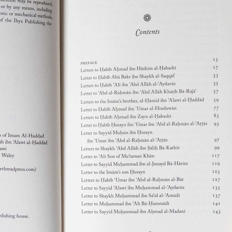 Selected Letters of Imam 'Abdullah ibn 'Alawi al-Haddad