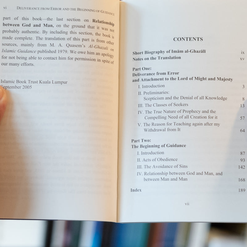 Al-Ghazali: Deliverance From Error and The Beginning of Guidance