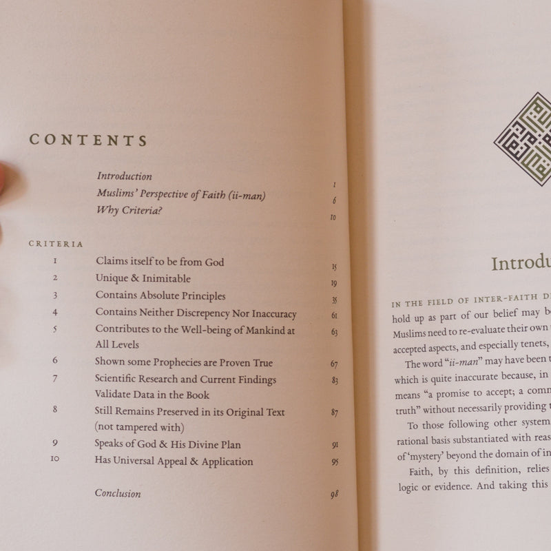 The Criteria for a Holy Book: A Case for the Quran